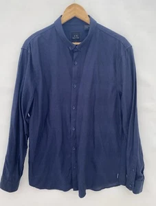 ARMANI EXCHANGE Slim Fit Navy Blue Dash Dot Button Up Woven Dress Shirt Size XL - Picture 1 of 4