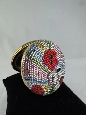 Judith Leiber Cristal Dorado Pop ART Rojo Azul Verde Polvo Compacto De Colección Foto 1 de 4