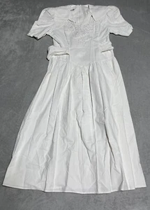 Vintage Scarlett Kleid Damen 7 weiß elfenbein romantisch bestickt Taillenband - Bild 1 von 11