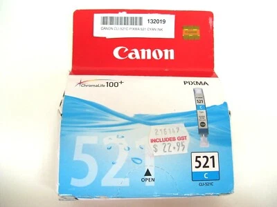 CANON CLI-521C GENUINE CL-521 CYAN INK CARTRIDGE IP3600 MP630 MP980 MP540 IP4600 - Image 1 of 4