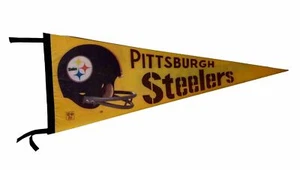 Pittsburgh Steelers Vintage 2 Bar Face Mask Pennant NFL Full Size - Yellow - Picture 1 of 10