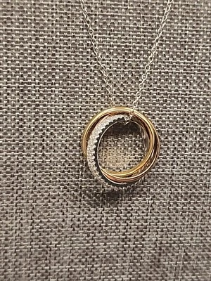 10K RG, YG y WG con anillos de espinela en cadena de plata rodiada de 18" BJQ269 Foto 1 de 4