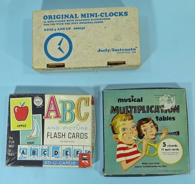 Vtg. Teaching Aids: Instructo Mini-clocks-Musical Multiplication Tables-EDU ABC - Image 1 of 4