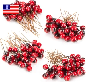 Künstliche Stechpalmenbeeren - 150 Stück Weihnachten Stechpalme Beeren Stiele zum Basteln Faux - Bild 1 von 6