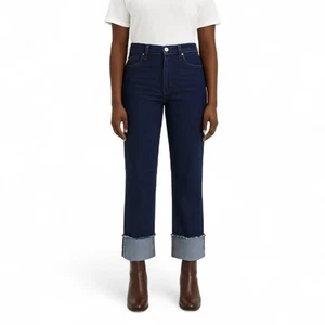 Pantalones de mezclilla para mujer Levi’s Ribcage ribete recto talla 29x32 tiro alto lavado oscuro - Imagen 1 de 14