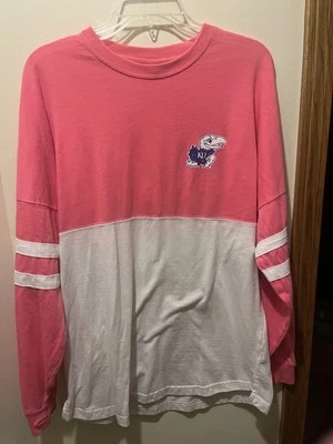 Pressbox Kansas Jayhawks Pullover Sweatshirt, Pink, Women's Oversize Small - Image 1 of 2
