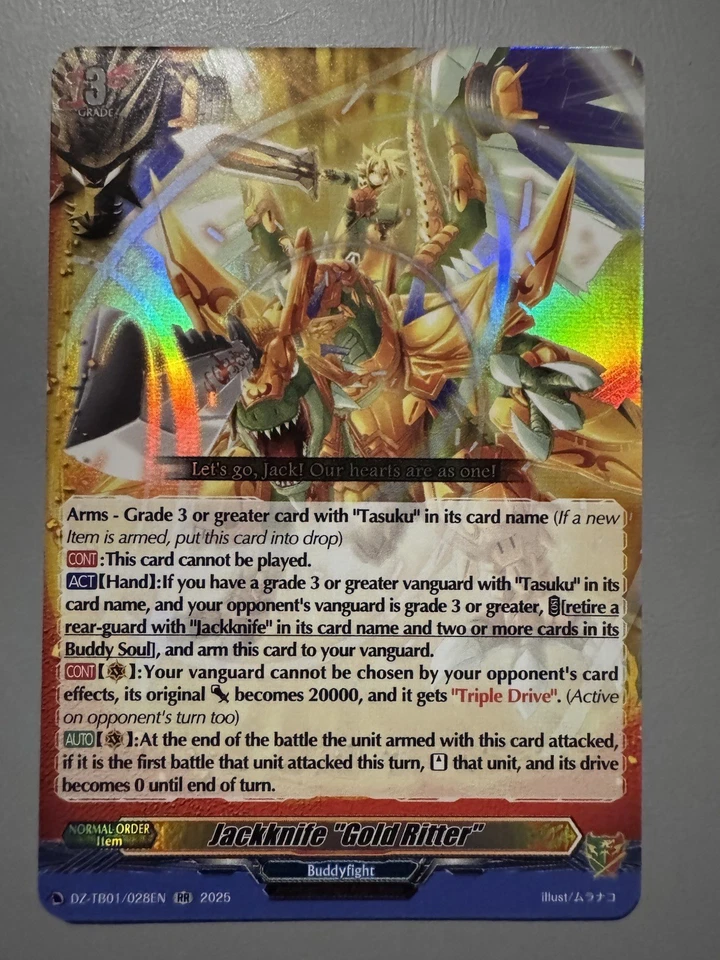 CARDFIGHT VANGUARD JACKKNIFE "GOLD RITTER" (DRAGON WORLD) DZ-TB01/028EN RR - Image 1 of 4