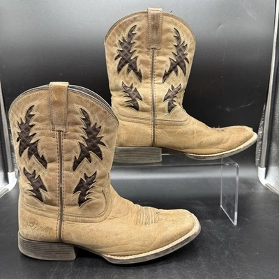 Ariat Youth Size 5 Brown Leather Cowboy Western Boots Square Toe 10031488 - Image 1 of 4