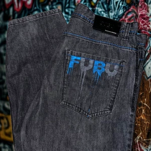 Fubu The Collection Jeans Mens 38 Baggy Loose Y2K Faded Black 38X30 Vintage - Picture 1 of 8