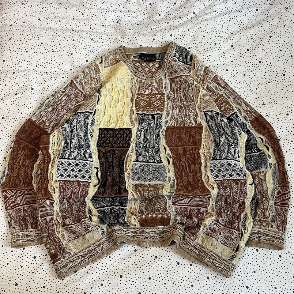 Suéter Tejido 3D Geccu Australia Años 90 De Colección Talla 2XL Estilo Coogi Funky Rap Foto 1 de 4