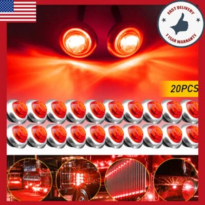 20X Truck 3/4" Stailness Round Trailer LED Red Marker Side Light Base RV USA - Picture 1 of 11