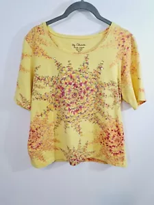 Camiseta para mujer Chico amarilla con estampado de cóctel detalle de lentejuelas talla 1 o mediana - Imagen 1 de 4