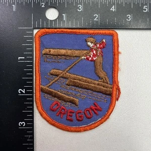 ORANGE BORDER VERS. Manly Man Lumberjack Timber Wood Forestry OREGON Patch 28MR - Picture 1 of 2