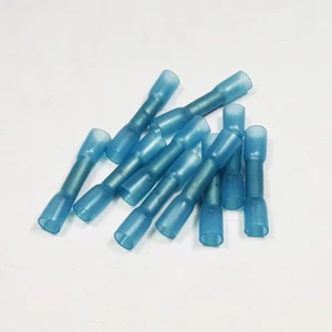 100 x Schrumpfschlauch GERADE STUMPF BLAU vollisoliert Verbinder Spleiß Kleber - Bild 1 von 3
