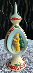Vintage 1977 Byron Molds Christmas Ceramic Ornament Boy & Teddy Bear & Tree 14” - Picture 1 of 4