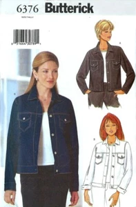 2001 Jean Denim Jacket Sewing Pattern U-Pick Size 6-22 Butterick 6376 OOP - Bild 1 von 2