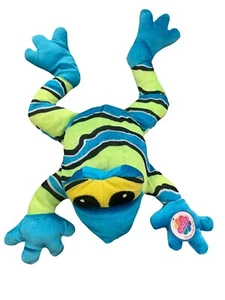 Peluche rana blu e verde brillante Nanco peluche colorato 2007 nuovo con etichette - Foto 1 di 7