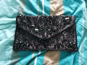 Women's Black F&F Evening Clutch Bag Ladies Wedding/Party/Prom Envelope - Picture 1 of 3