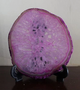 Quality Agate With Display Stand Natural Geology Mineral Stone Pink D-51 - Picture 1 of 2