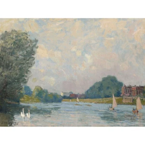 Alfred Sisley The Thames At Hampton Court Painting Canvas Wall Art Print Poster