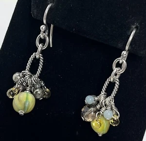 SILPADA W1841 STERLING 925 AMBER PEARL AMMONITE CHA CHA EARRINGS (S16B) - Picture 1 of 5