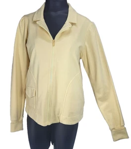 Buttergelb Pastellfarbe Me Baumwollpullover Damen Größe Small CMC durchgehender Reißverschluss Vorbereitung - Bild 1 von 9