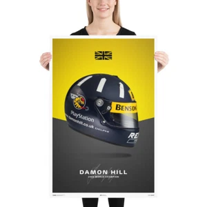 Damon Hill Formula 1 One F1 Championship Champion Helmet Poster - Picture 1 of 4