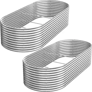 2 Pack Tall 8X4Ft Galvanized Raised Garden Bed Outdoor,Metal Garden Bed for Vege - Picture 1 of 12