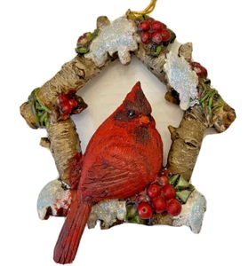Adorno cardinal colgante realista en forma de casa rama de árbol de 6 pulgadas en caja - Imagen 1 de 5