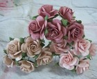 20X Mulberry paper Roses Flowers 2.5cm Varied Colours Card making Crafts