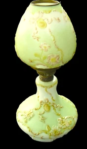 Antique Embossed Painted Milk Glass GWTW Electric Converted Oil Lamp 12 1/2" Tal - Picture 1 of 11
