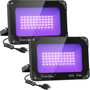 Onforu 2 Pack 50W LED Black Lights, Blacklight Flood Light with Plug, IP66 Wa... - Picture 1 of 6