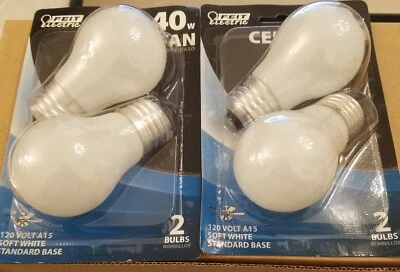 FEIT Pack/ 4 BP40A15/W/CF 40W Ceiling Fan/Appliance White Bulb Standard Base new - Image 1 of 2