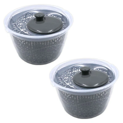 2x Lavainsalata Ø 25 CM Plastica Grigio Insalatiera 5l Con Manovella & Setaccio - Immagine 1 di 2