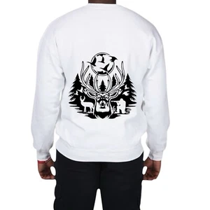 Custom Name Buck Hunting Outdoor Graphic Crewneck Sweatshirt Personalized NEW - Picture 1 of 4