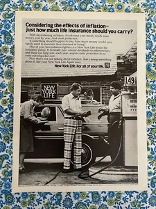 Vintage 1980 New York Life Insurance Company Print Ad Full Service Gas Station - Picture 1 of 7