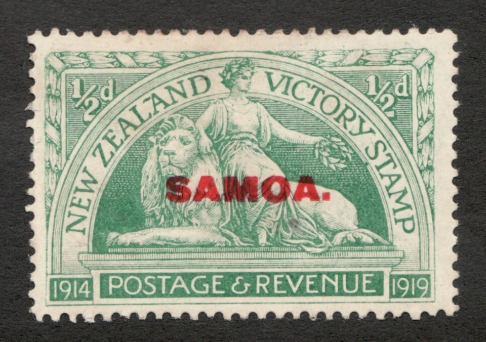 1920 Samoa - Sc# 136 - ½ Penny. (N.Z. WWI Victory Stamp) Lady Lion - MH Cv$6.50 - Image 1 of 1