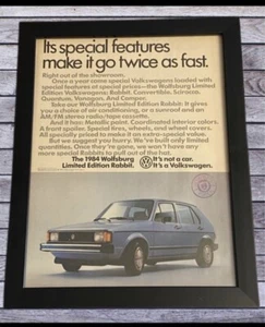 80s VW Golf Volkswagen Golf GTI Rabbit Scirocco VW Jetta MK3 MK4 Caddy ~ Framed - Picture 1 of 1