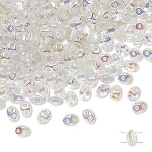 Cuentas, vidrio checo AB cristalino transparente 2,5x5 mm cuentas súper duo 24 gramos (330) - Imagen 1 de 2