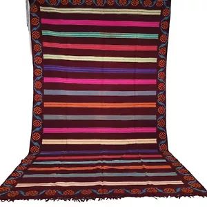 Vintage Handmade Moroccan Flat Weave Kilim Rug Berber Area Azilal Tribal Wool - Picture 1 of 24