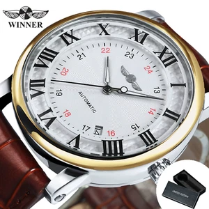 Herren Automatikuhr Leder Uhr Business Mechanisch Herren Uhr Armbanduhr Geschenk - Bild 1 von 8