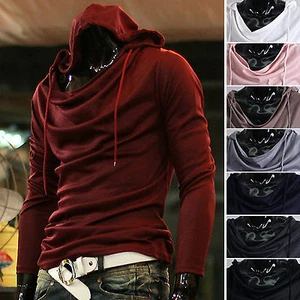 New Mens Luxury Silket Hoodie String Shirts Sweater Jumper Jacket Top W655 M/L - Picture 1 of 9