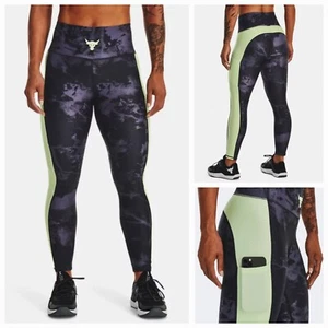 UNDER ARMOUR Project Rock Women's Print Ankle Leggings w Phone Pocket Size L NEW - Picture 1 of 16