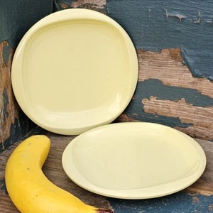 Vintage Boontonware USA Melamin Gelb Toast Untertassen #1105 2er Set - Bild 1 von 6