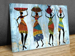 Figuras africanas texturas tropicales 2 lienzo impresión arte enmarcado o solo impresión - Imagen 1 de 10