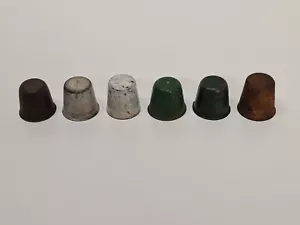 Lot Of 6 Oil Tin Top Dust Caps To Suit Bottle Top Golden Fleece Castrol Ampol - Picture 1 of 21