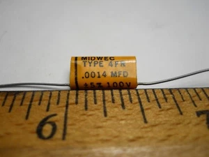 .0014 mfd 100 VDC 5% Type 4FR Poly Fill Wrap Capacitor (NOS)(QTY 10 ea)D76 - Picture 1 of 3