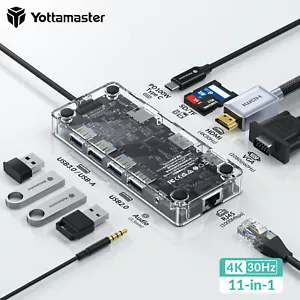 11-in-1 Type-C USB 3.0 Hub Multi-Port Laptop Docking Station Type C to 4K HDMI - Picture 1 of 12