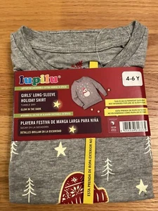 Holiday Top Girls Size 4-6 Years Gray Snowman Glow In The Dark Star Shirt - Picture 1 of 4