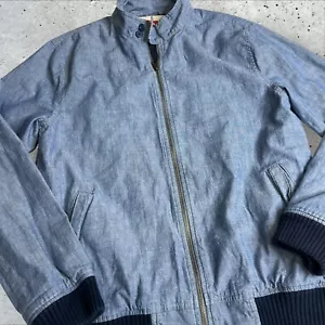 Levis Chambray Jacket Zippered Knitted CuffsStand Up Collar Size M - Picture 1 of 5